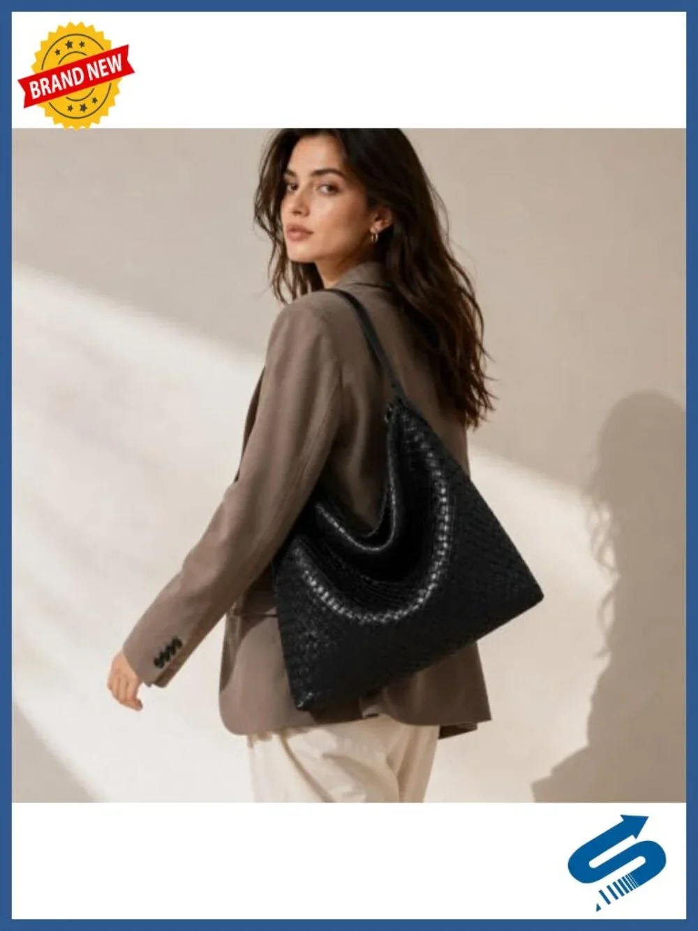 Suede Woven Hobo Shoulder Bag Tote Work Travel